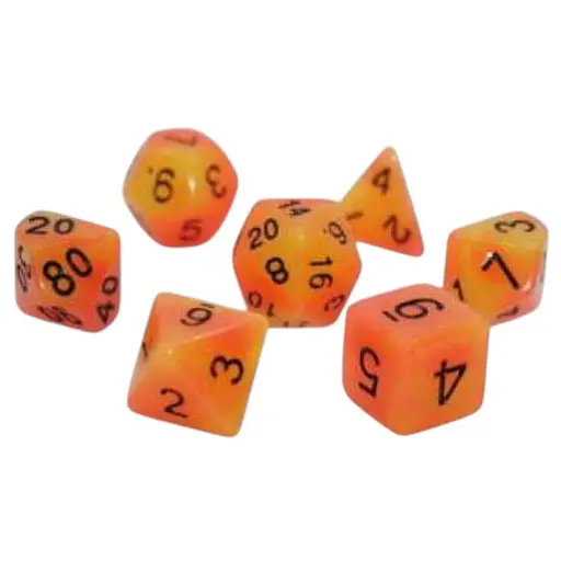 Набор кубиков Double Color Glow in the dark 7 Dice Set - Red-Orange , 7 шт. (g7dglowdc03) - фото 1