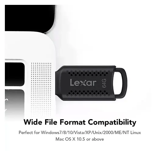 USB флеш накопичувач Lexar 64GB JumpDrive V400 Black USB 3.0 (LJDV400064G-BNBNG) - фото 6