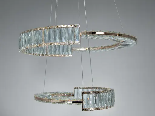 Світлодіодна люстра Romin підвісна 2 кільця золото 86 Вт - фото 4