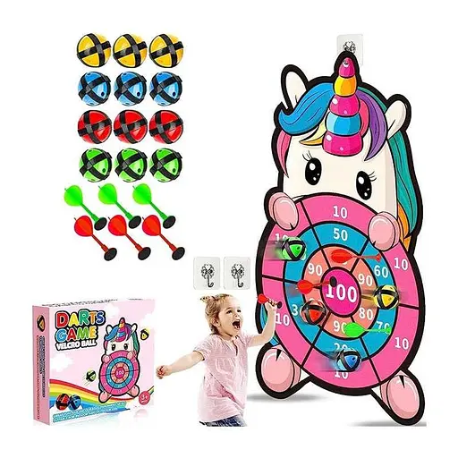 Дартс 66399 B-8 "Единорог", фетровая мишень 41.5х78см, шарики и дротики на липучках, крючки, в коробке (6980796300079) - фото 2