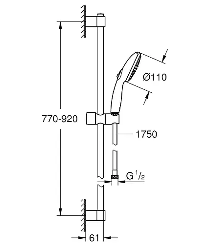 Душовий гарнітур Grohe Tempesta 2 режими струменя 110 26163003, Хром - фото 7