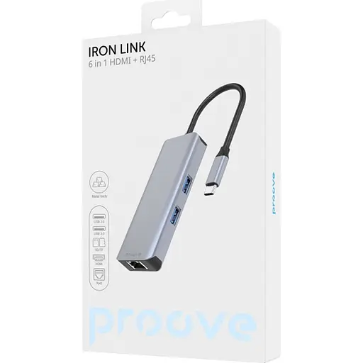 USB-хаб Proove Iron Link 6-in-1 (HBI700010004) [125131] - фото 3
