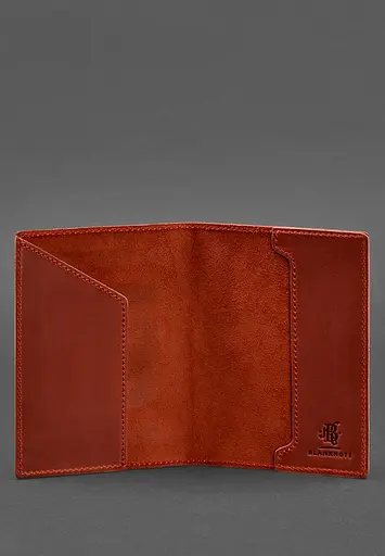 Кожаная обложка для паспорта с польским гербом коралл Crazy Horse - фото 4