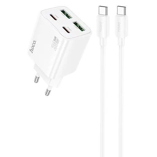 СЗУ Hoco N55 Fundador PD20W four-port (2USB-A/2C) + кабель Type-C to Type-C