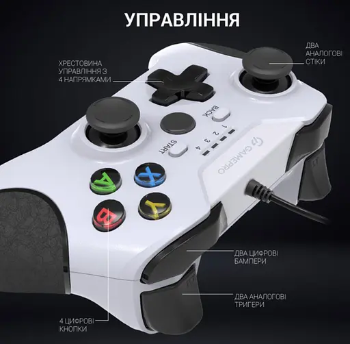 Геймпад джойстик GamePro MG-450 White USB PC/PS3/Android - фото 6