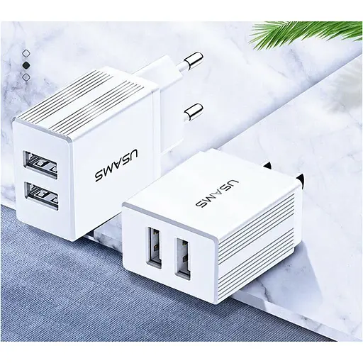 Сетевое зарядное устройство Usams T24 double USB 2.1A White [64231] - фото 5