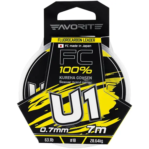 Флюорокарбон Favorite U1 FC 7 м 18/0.70 мм 63.1 lb/28.64 кг - фото 2