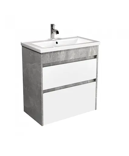 Тумба Мойдодир Polo Loft 60-U з умивальником Cosmo 60 бетон з білим Сірий - фото 9