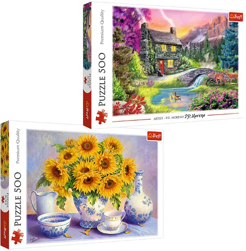 Набір Пазли - (500 + 500 елм.) - "Гірська ідилія" + "Соняшник" - фото 1