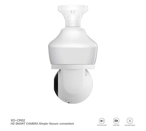 Внутренняя поворотная WiFi-видеокамера XO CR02 Magic Light Bulb EU 3 Мп для видеонаблюдения Белая - фото 2
