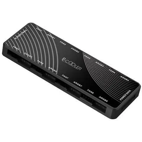 Контролер для керування вентиляторами PcCooler ARGB Hub-H01 чорний 8x4-pin PWM + 8x3-pin ARGB живлення SATA - фото 1