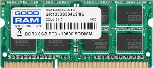Модуль памяти SO-DIMM DDR3 8GB GoodRam 1333MHz (GR1333S364L9/8G) - фото 1