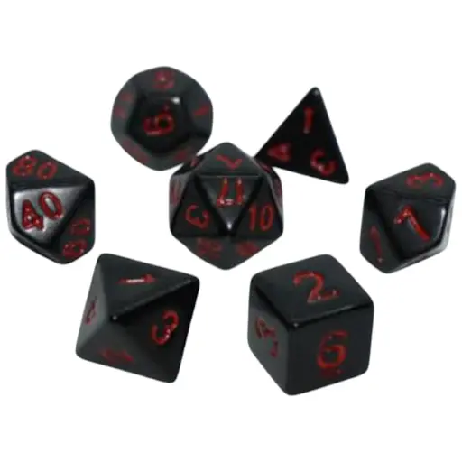 Набір кубиків Opaque 7 Dice Set - Black (w-red) , 7 шт. (g7dopaq08)