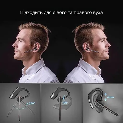 Бездротова Bluetooth-гарнітура New Bee M51 з активним шумозаглушенням і зарядним рейсом Чорна (QCC4) - фото 3