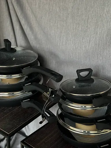 Антипригарная алюминиевая сковорода с крышкой Edenberg EB-7456 ⌀ 28см 2,6л 3-х шаровое мраморное покрытие - фото 6