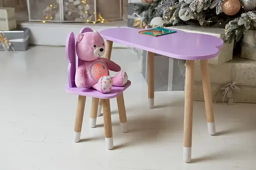 Детский столик Облачко для учебы и игр (Фиолетовый) и стульчик Бабочка (Фиолетовый) - фото 5