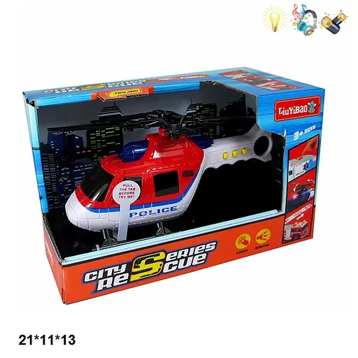 Вертолет Полиция, 2018-1E, батарейки, музыкальный, свет (В ассортименте)