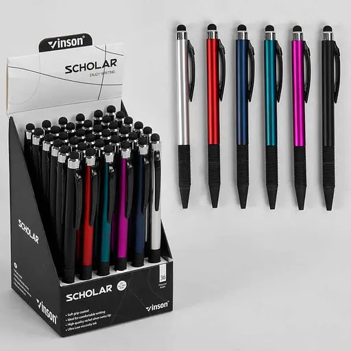 Ручка автоматична Scholar Caution 901/М 45652 Vinson 0,7мм, масляна кулькова синя, ціна за 1штуку (6900077456523) - фото 1