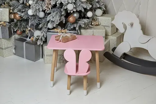 Дитячий прямокутний столик (Рожевий) та стільчик Метелик (Рожевий) - фото 8
