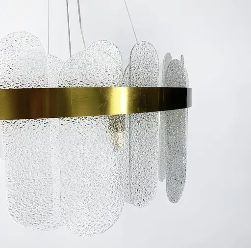 Подвесная люстра со стеклянными фактурными пластинами Line.F Диаметр 60см - фото 6