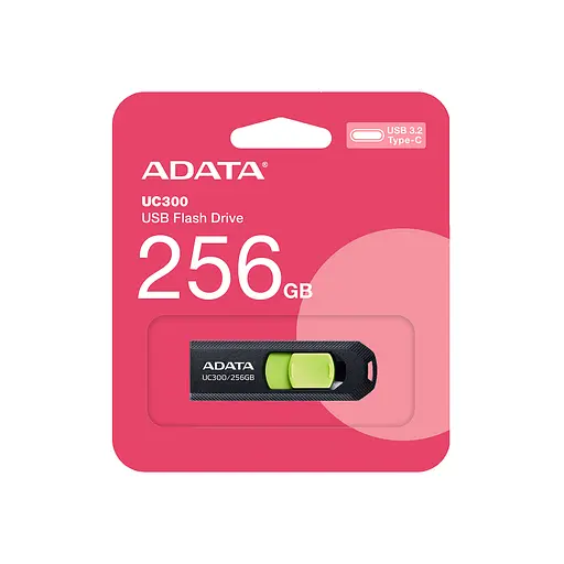 Флеш-накопичувач Adata USB 3.2 Gen1 UC300 Type-C 256Gb чорний/зелений - фото 2