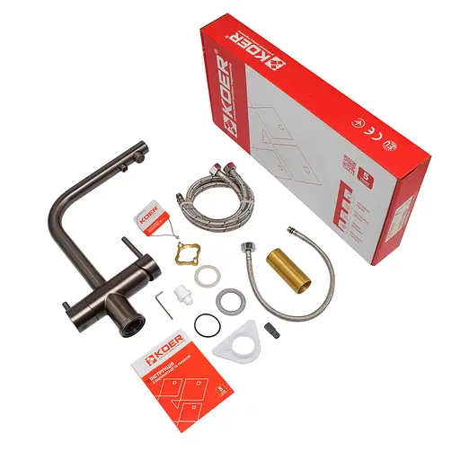 Змішувач для кухні на дві води Koer KB-72001-07 KR3393 Графит - фото 6