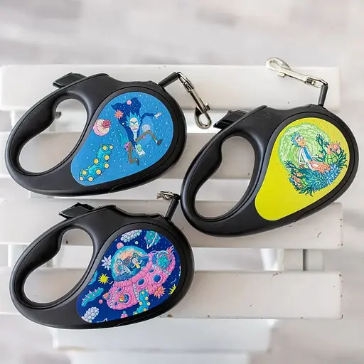 Повідець-рулетка для собак Waudog R-leash, малюнок "Рік та Морті 3", L, до 50 кг, 5 м, світловідбиваюча стрічка чорний - фото 6