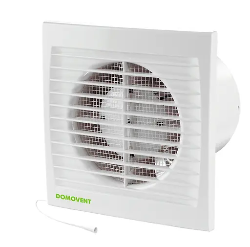 Вытяжной вентилятор Домовент 125 С1В со шнурковым выключателем белого цвета - фото 1