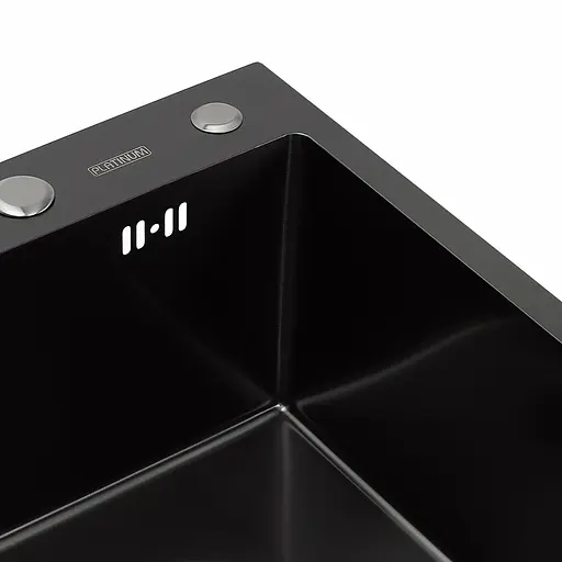 Кухонная мойка 58x43 PVD черная Platinum Handmade (сифон круглый, 3.0/0.8), Черный - фото 3