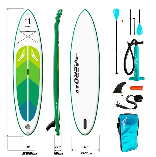 Надувная SUP доска Aero Board 2.0 (335х15х80см) 11' Green Leaf - фото 2