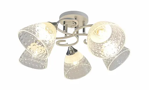 Люстра потолочная на 5 плафонов 6330-5 (Белый+Хром)