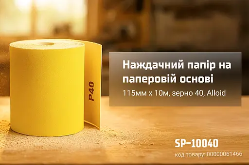 Наждачний папір Alloid Building Tools на паперовій основі 115мм х 10м зерно 40 (SP-10040) - фото 5