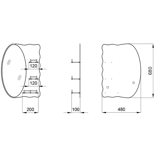 Дзеркало настінне Zerix Solo MOZ01-480x680x100 асиметричне з трьома полицями ZX5624 - фото 3