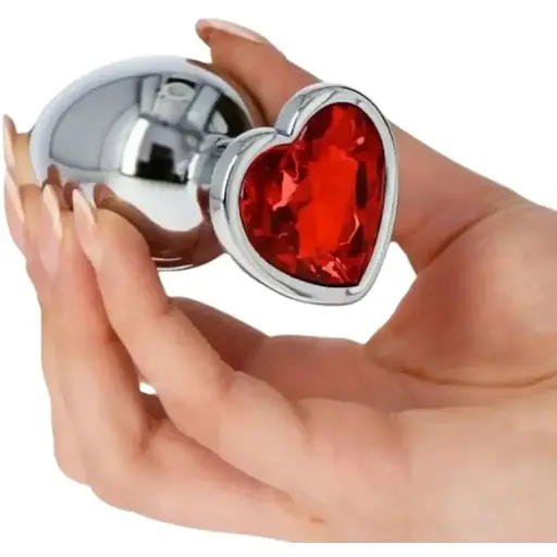 Анальна пробка серце, металева пробка з каменем, плаг, втулка, інтимні іграшки. Розмір S - фото 3