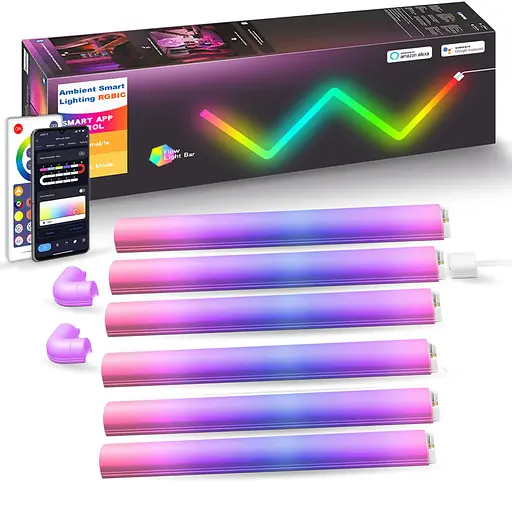 Настінний світильник Lines SAL-013B Bluetooth USB interface with app (6+2 pcs) White