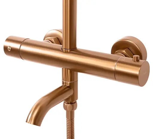 Душова система Rea Lungo brushed copper з термостатом та виливом REA-P8807, Теплий захід сонця - фото 2