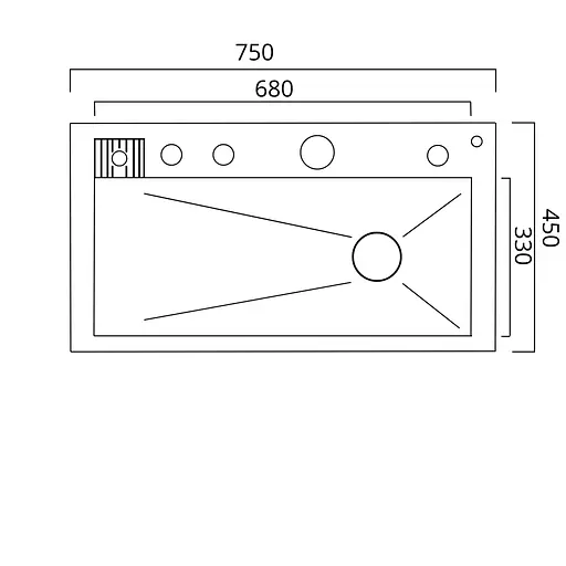 Кухонна мийка 75x45М PVD чорна Platinum Handmade Водоспад, Чорний - фото 2
