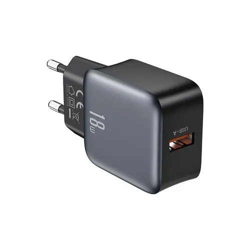 Мережевий зарядний пристрій XO L152(EU) QC18W 1USB-A Fast Charger Чорний - фото 1