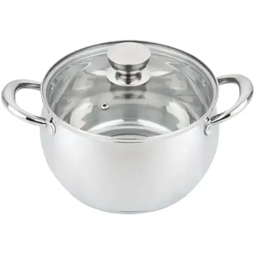 Каструля Sesame 18х10.5 см з нержавіючої сталі, для індукційних плит, зі скляною кришкою 2.6л - фото 1