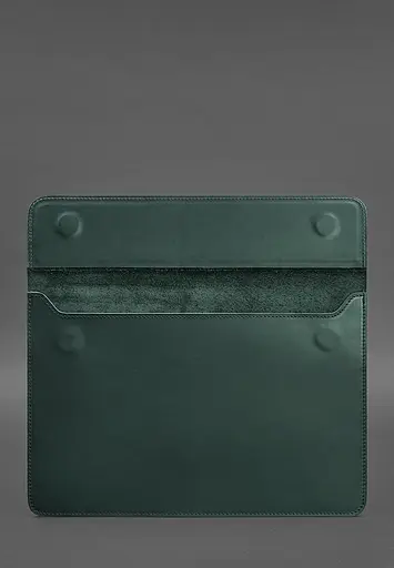 Кожаный чехол-конверт BlankNote на магнитах для MacBook 14 Зеленый Crazy Horse - фото 3