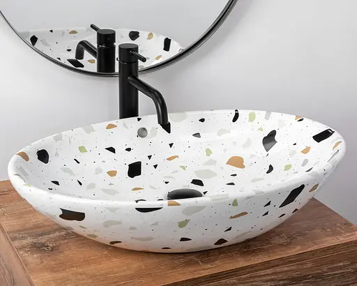 Умивальник Rea Olga terazzo накладний REA-U5692, Цветной - фото 2