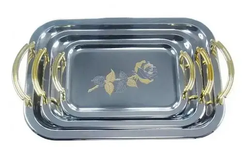 Універсальний набір хромованих підносів Bohmann BH 6933 3 предмети Троянда - фото 1