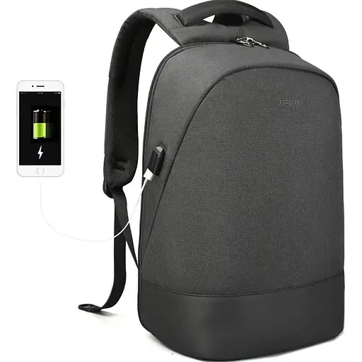 Рюкзак міський офисний Tigernu T-B3595 19л з USB для ноутбука 15.6" Black Grey (17053) - фото 3