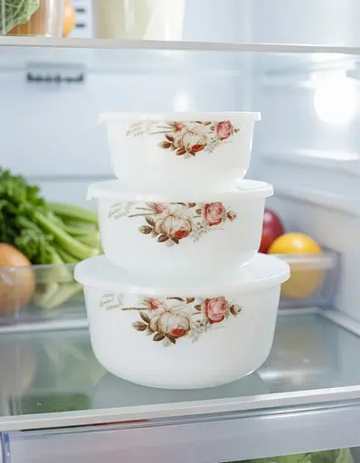 Набір салатників-лотків склокераміка Lumines Чайна троянда 3 предмети (6916 S) - фото 4