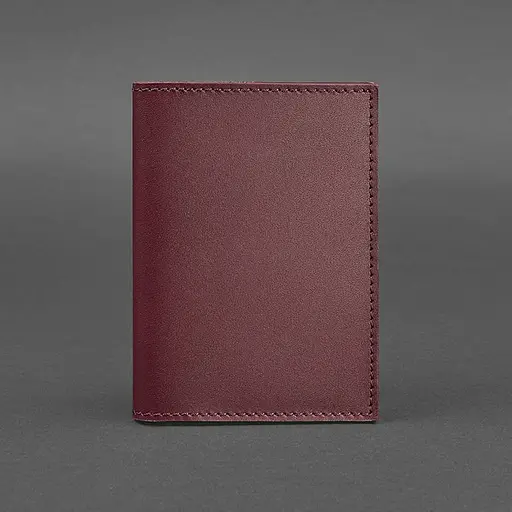 Кожаная обложка для паспорта и военного билета 1.2 бордовая Краст - фото 6