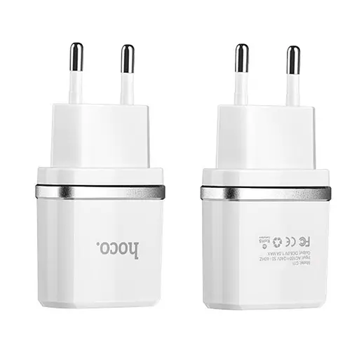 Адаптер сетевой Hoco C11 1USB 1 А блок питания белый 6957531047728 - фото 3