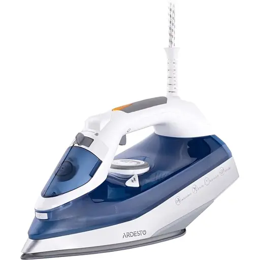 Утюг Ardesto IR-C2232-BL, White/Blue, 2200W, керамика, паровой удар, постоянный пар 35г/мин, резервур 320мл, вертикальное отпаривание, защита от кальцинации, антикапля, плавная регулировка мощности пара, автоматическое отключение