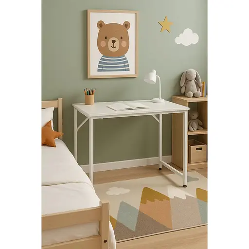 Компьютерный стол Costway Helena с металлическим каркасом белый - фото 7