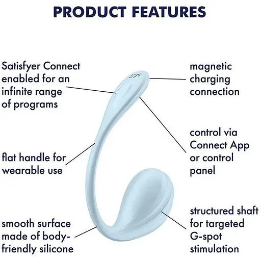 Смарт-виброяйцо Satisfyer Smooth Petal Connect App Light Blue - фото 6