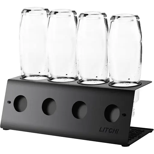 Сушарка для посуду з тримачем кришки Litchi чорний, набір із 4 шт. Тримач для пляшок підставка для бару